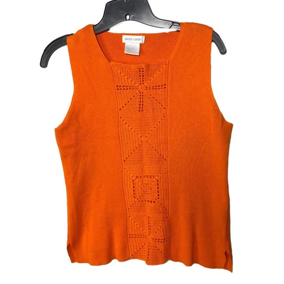 Vintage Pierre Cardin Tangerine Knit Top Sleeveles - Picture 8 of 10